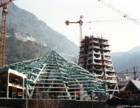The tower site, under construction